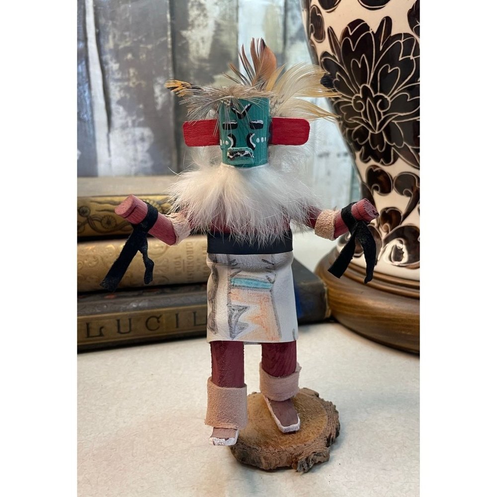 Native American Navajo Kachina Katsina Doll Figure Hand Made Artist Signed 7"